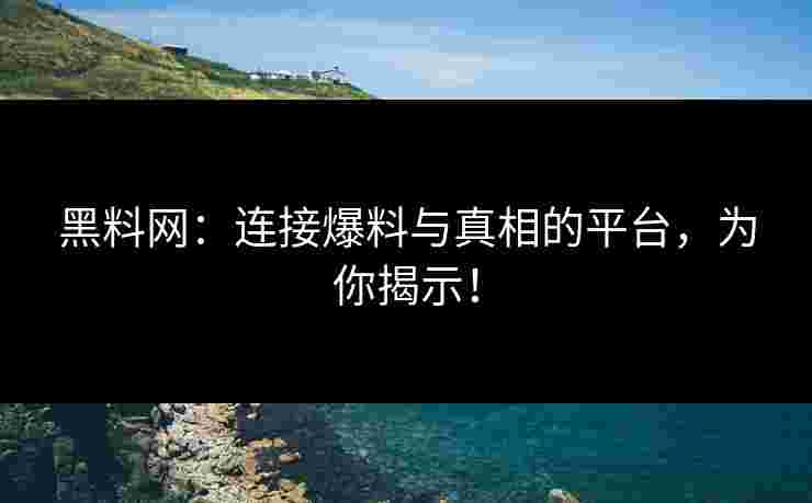 黑料网：连接爆料与真相的平台，为你揭示！