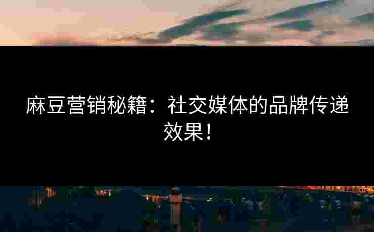 麻豆营销秘籍：社交媒体的品牌传递效果！