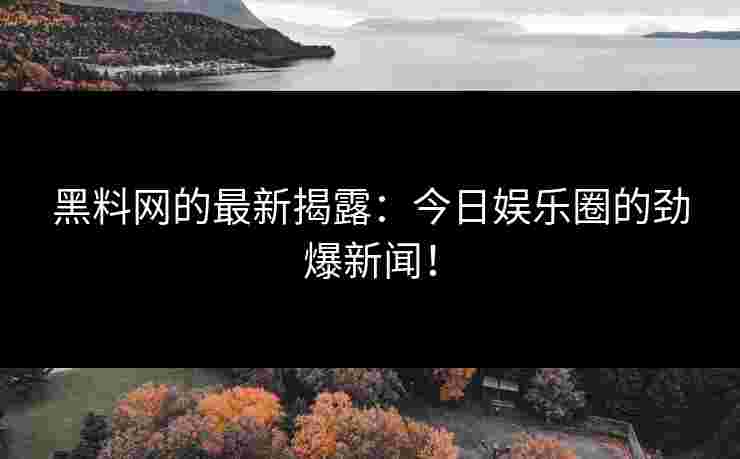 黑料网的最新揭露：今日娱乐圈的劲爆新闻！