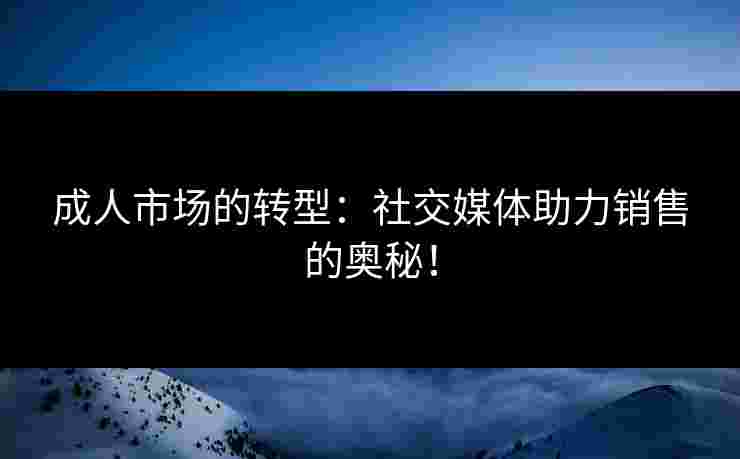 成人市场的转型：社交媒体助力销售的奥秘！