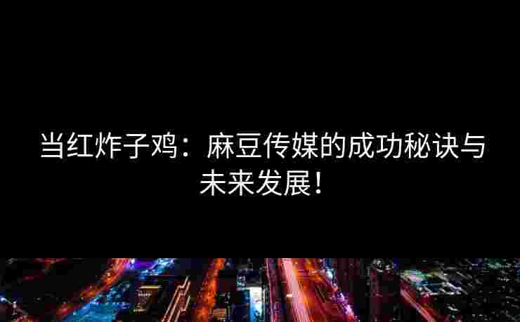 当红炸子鸡：麻豆传媒的成功秘诀与未来发展！