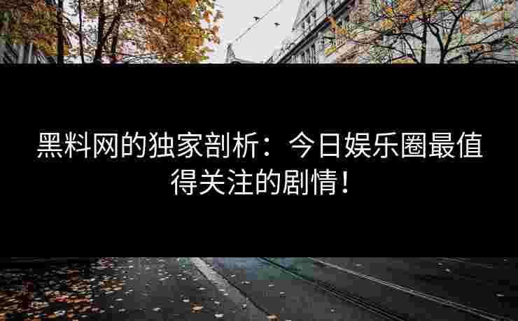 黑料网的独家剖析：今日娱乐圈最值得关注的剧情！